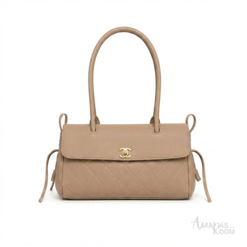 Chanel Grained Calfskin Handbag – Beige - View 1