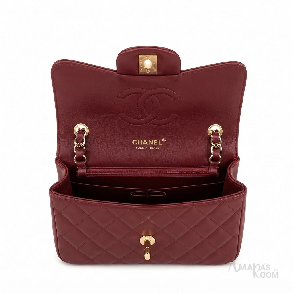 Chanel Top Handle Mini Rectangular Flap Bag – Burgundy - View 4