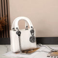 Dior Mini Lady Dior Crocodile-Style Leather Bag – White - View 5