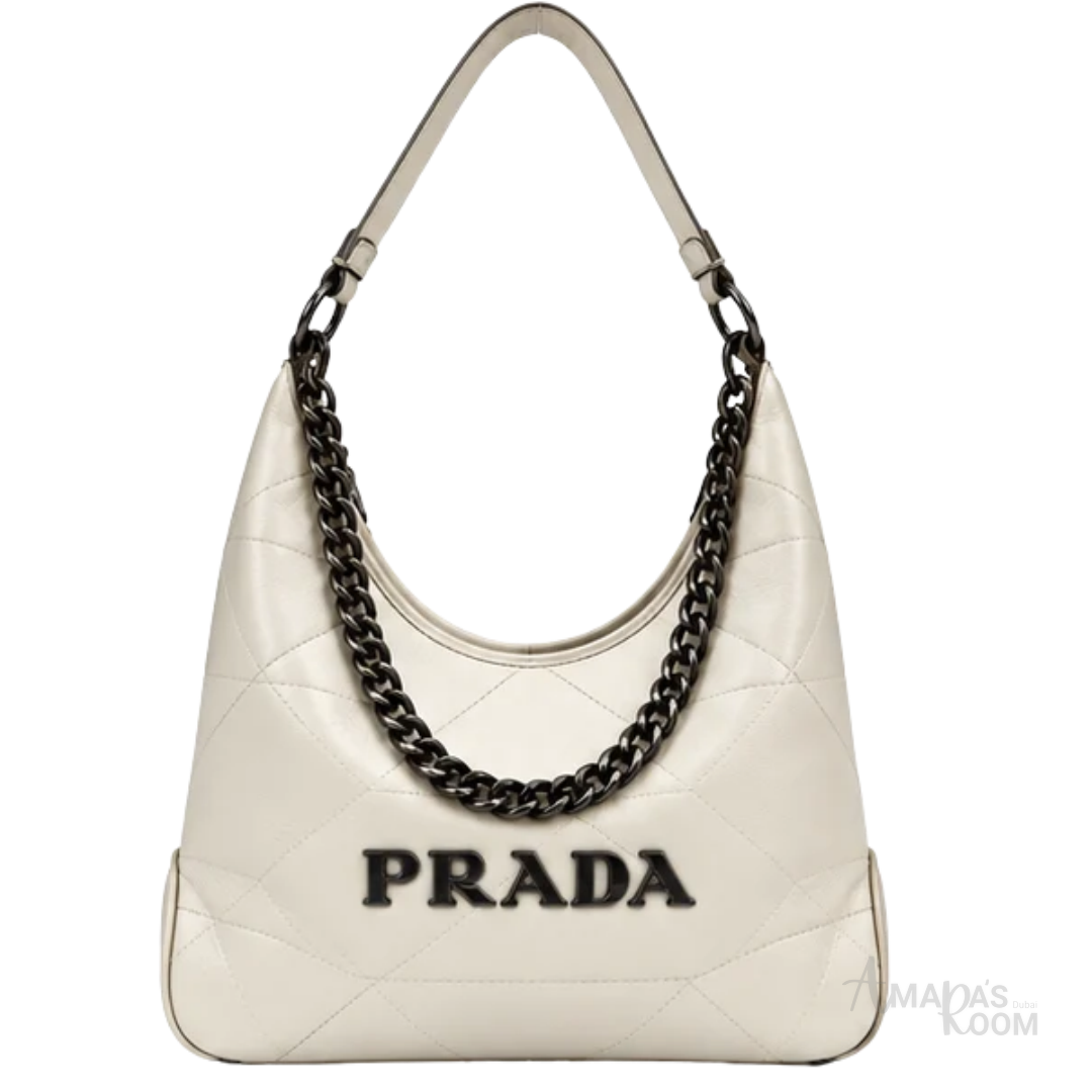 Prada Bag | Triangle Stitch Hobo White