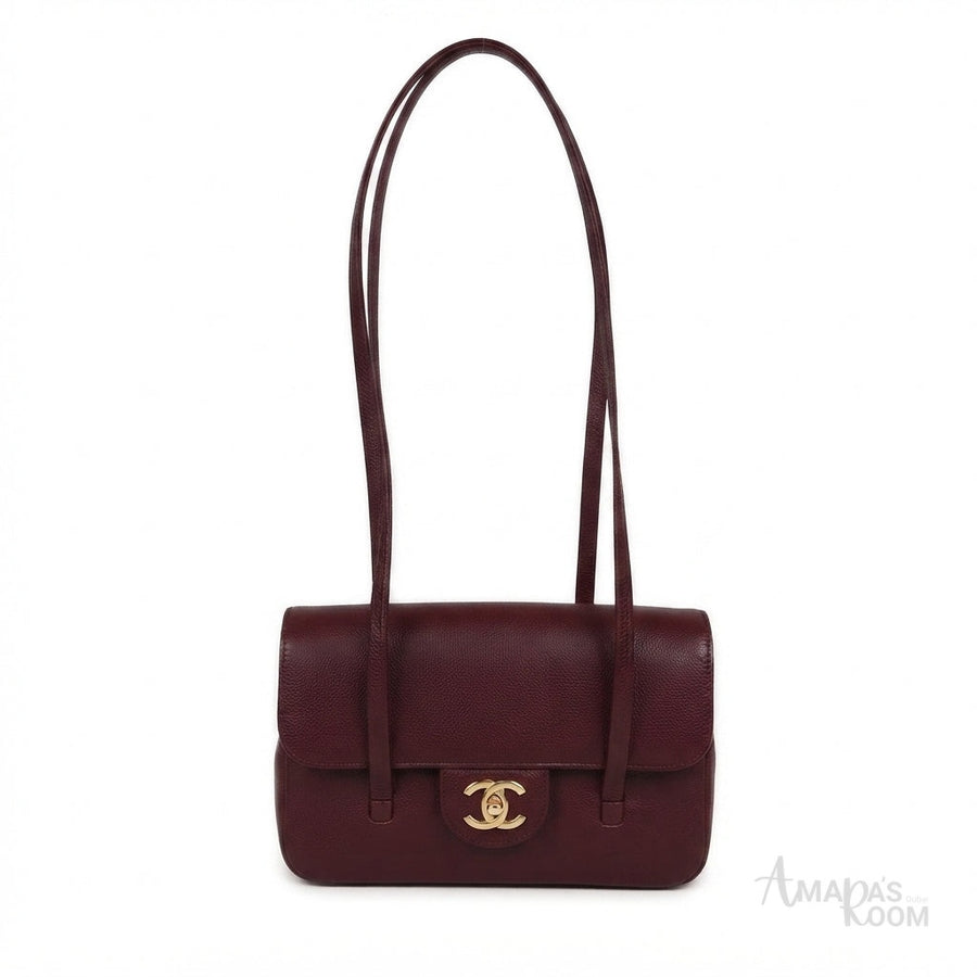 Chanel Preppy Coco Small Flap Bag – Dark Burgundy - View 1