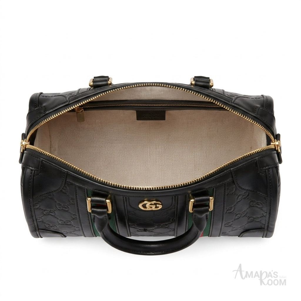 Gucci GG Monogram Bag – Black with Red & Green Web Stripe - View 3