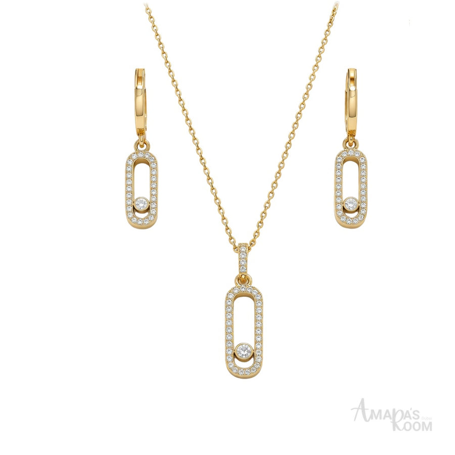 Messika Jewelry | Long Pavé Station Necklace Earrings Set
