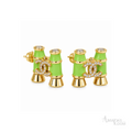 Chanel CC Bamboo Lime Green Earrings