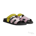Hermès Chypre Sandals – Violet Pétale / Vert Lime - View 1