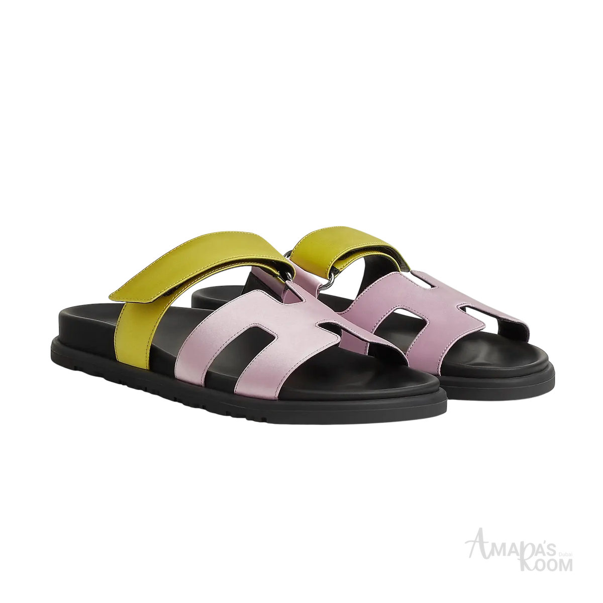Hermès Chypre Sandals – Violet Pétale / Vert Lime - View 1
