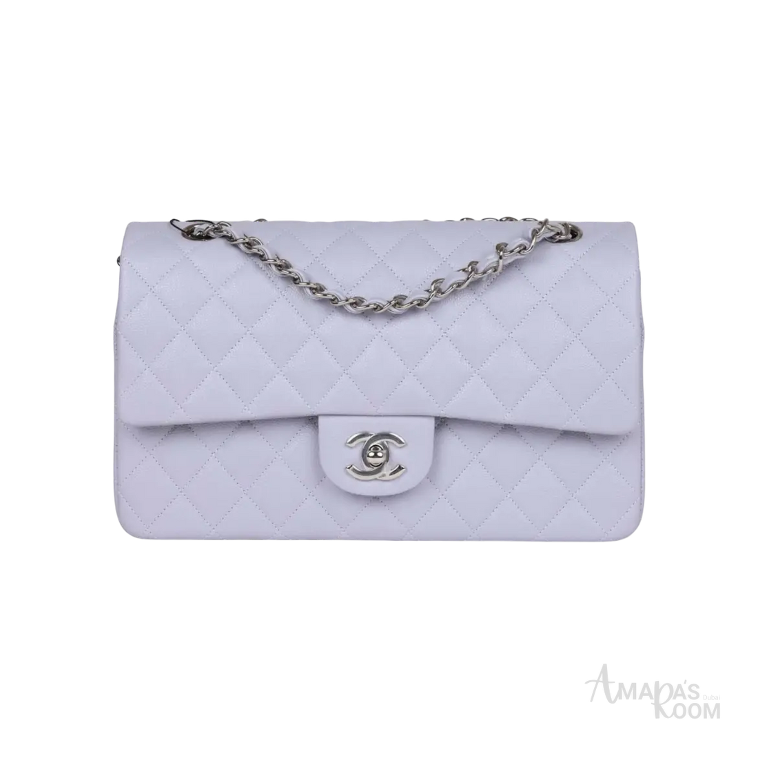 Chanel Classic Double Flap Bag Lavender Caviar Silver Hardware - View 1