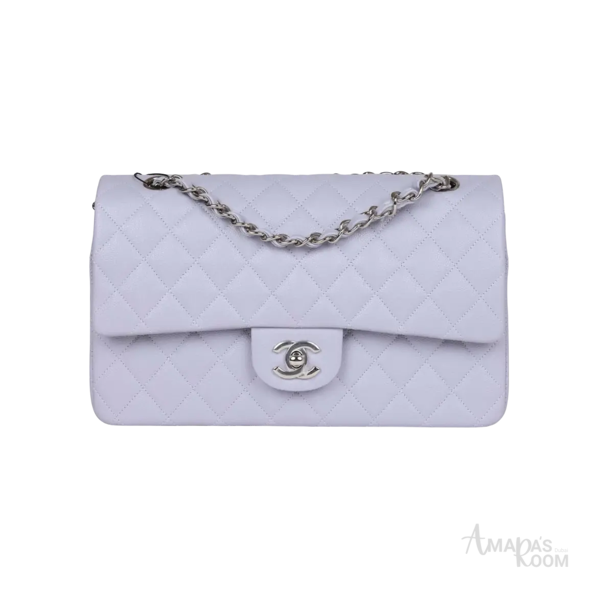 Chanel Classic Double Flap Bag Lavender Caviar Silver Hardware - View 1