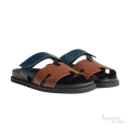 Hermès Chypre Sandals – Gold / Bleu Céleste - View 1