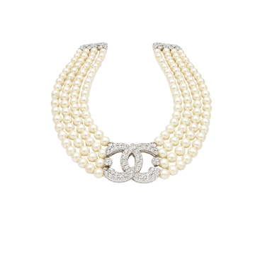 Chanel Jewelry | Chanel Multi Strand Pearl Crystal CC Logo Statement Necklace
