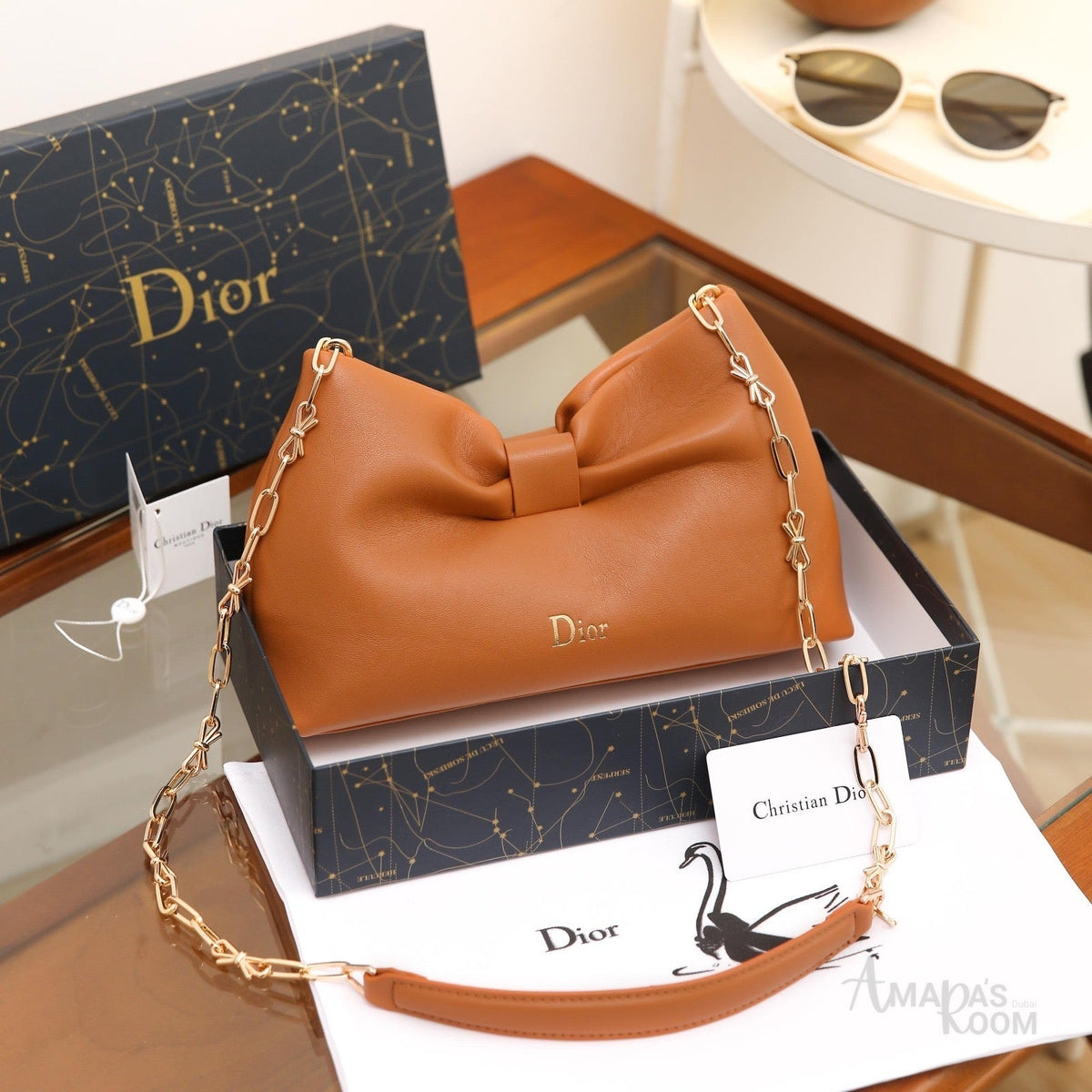 Dior Bow Leather Bag – Tan - View 5