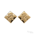 Chanel Metal CC Square Earrings Gold