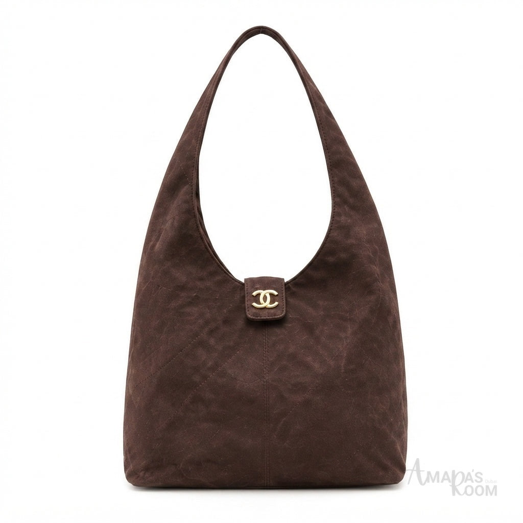 Chanel Suede Hobo Bag – Chocolate Brown - View 1