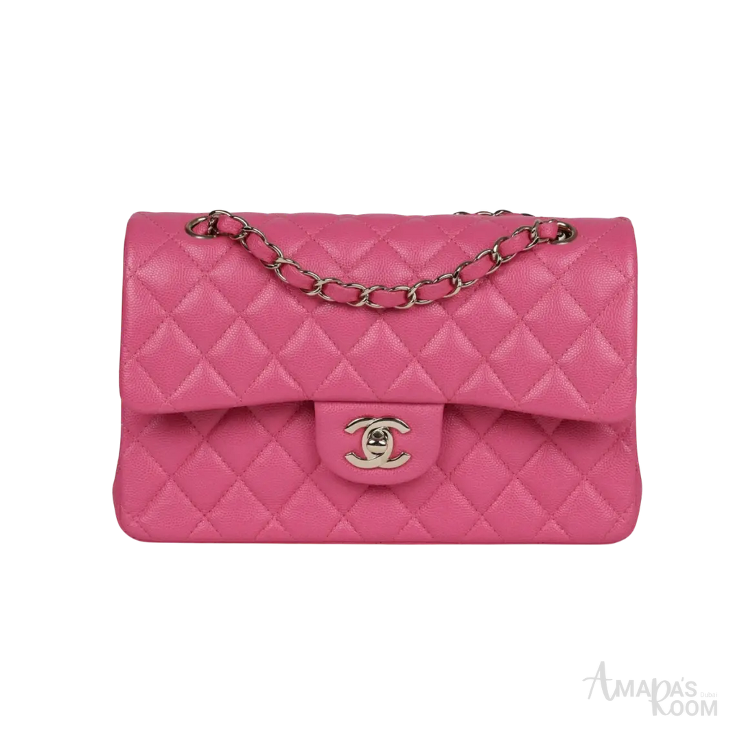 Chanel Classic Double Flap Bag Dark Pink Caviar Light Gold Hardware - View 1