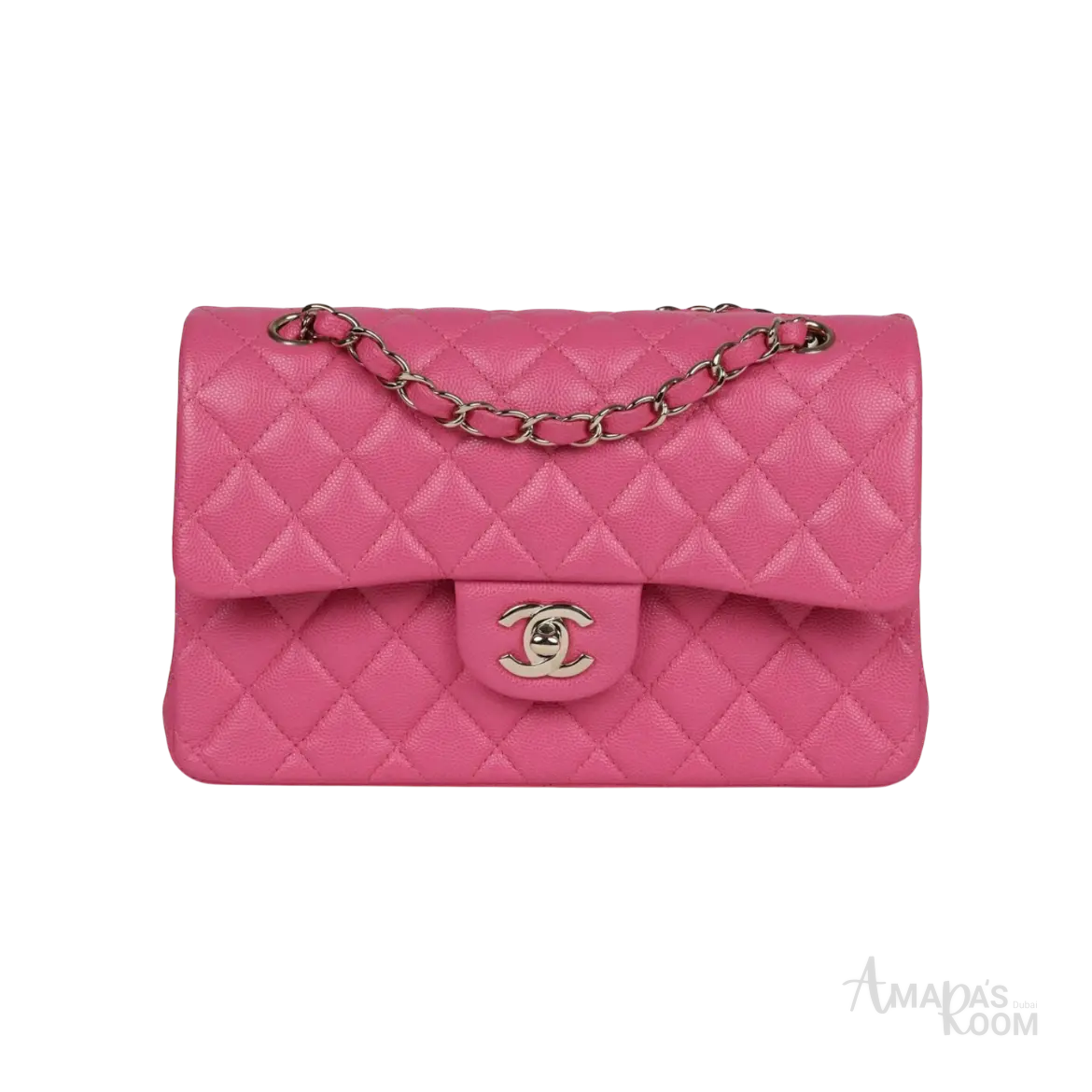 Chanel Classic Double Flap Bag Dark Pink Caviar Light Gold Hardware - View 1