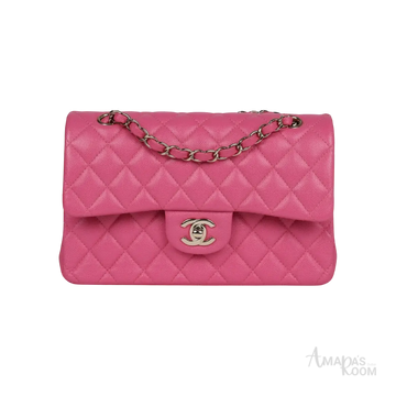 Chanel Classic Double Flap Bag Dark Pink Caviar Light Gold Hardware - View 1