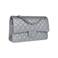 Chanel Classic Double Flap Bag Silver Caviar Silver Hardware - View 2