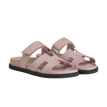 Hermès Chypre Sandals – Pink Suede - View 1