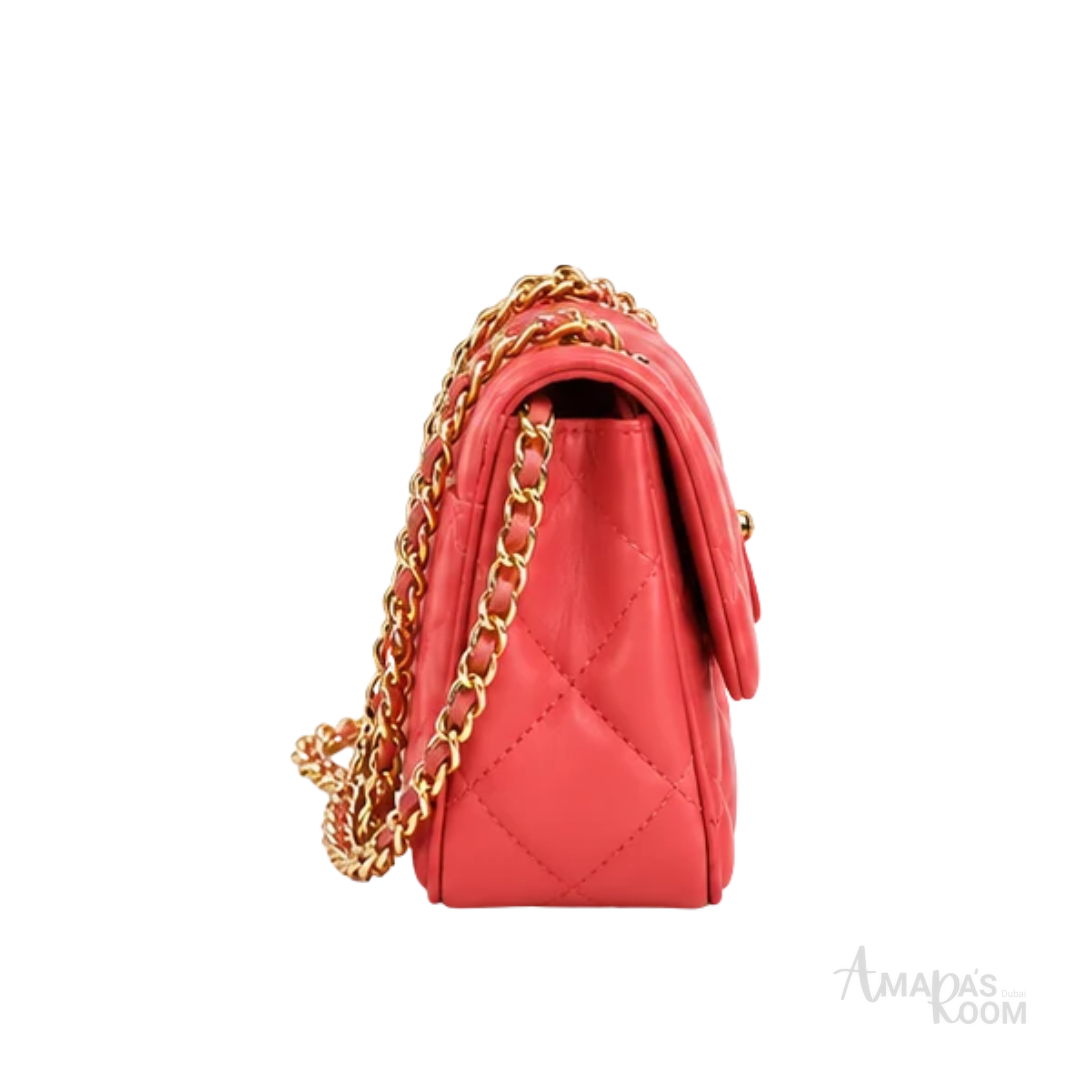 Chanel Bag | Classic Mini Rectangular Flap Bag – Coral Pink (Lambskin with gold-tone hardware)