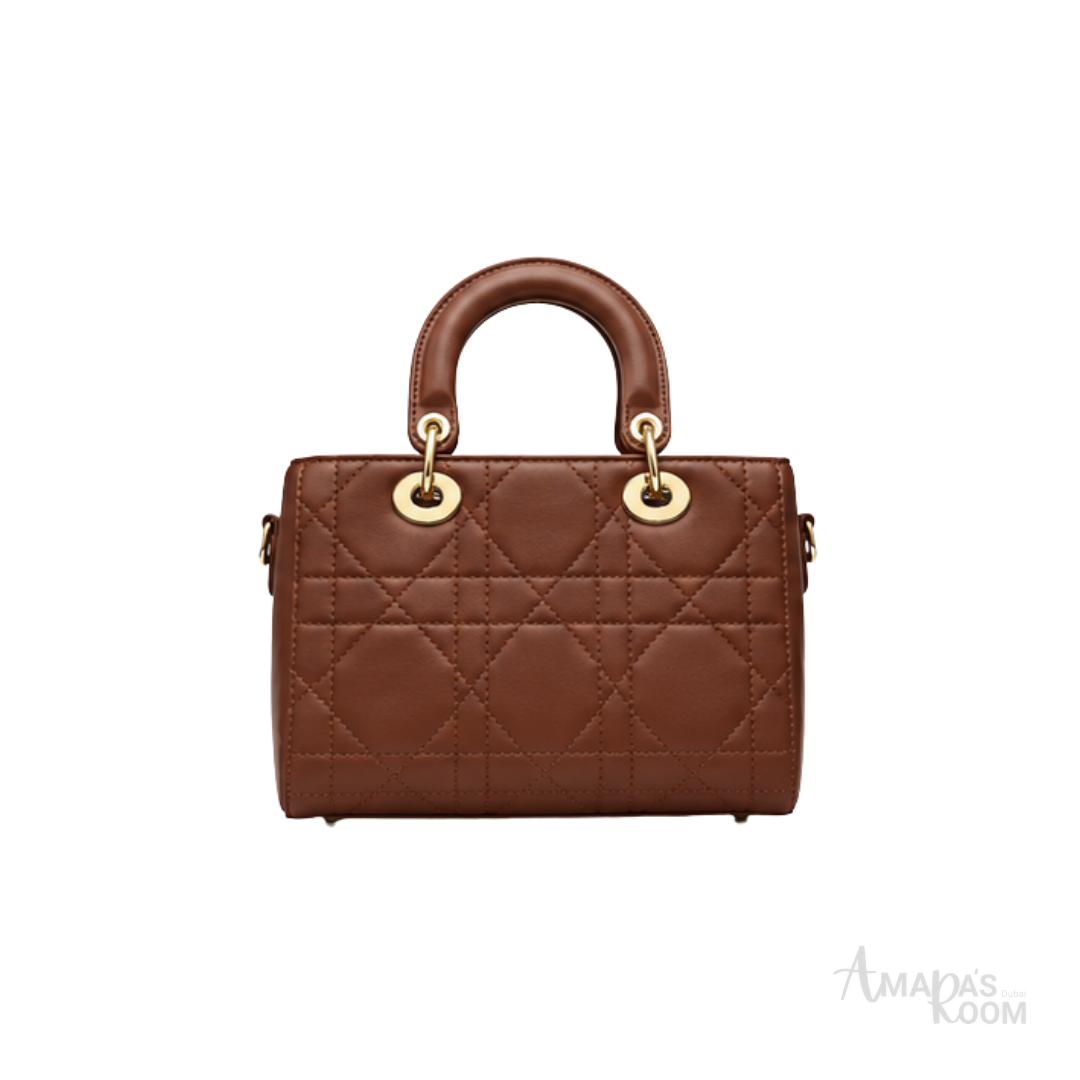 Dior Quilted Leather Handbag – Brown - View 4