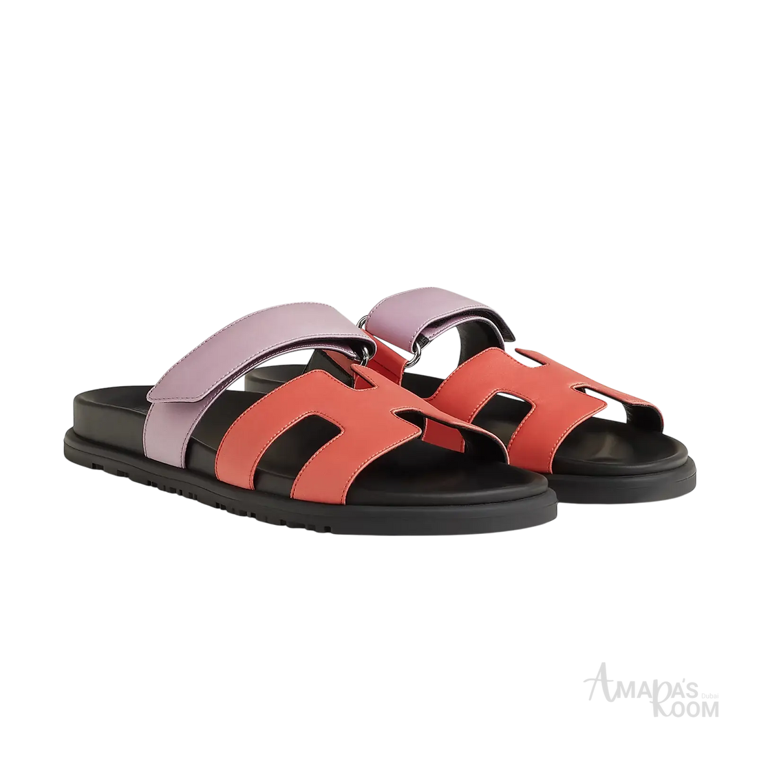 Hermès Chypre Sandals – Rose Pêche / Violet Pétale - View 1