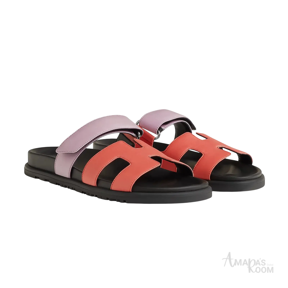 Hermès Chypre Sandals – Rose Pêche / Violet Pétale - View 1
