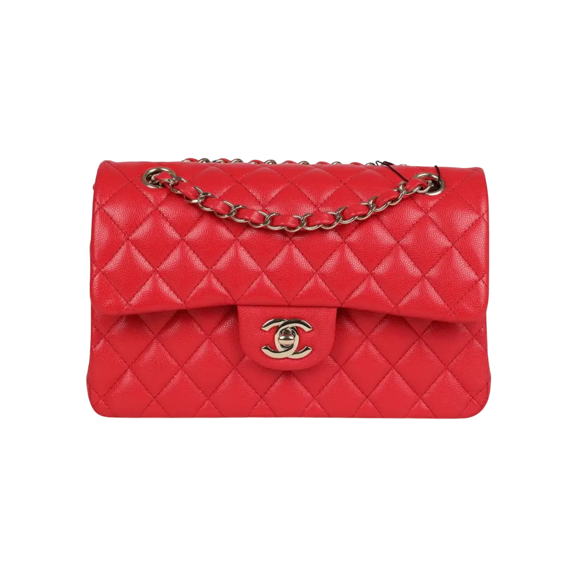 Chanel Classic Double Flap Bag Red Shiny Caviar Light Gold Hardware - View 1