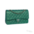 Chanel Classic Double Flap Bag Green Iridescent Lambskin Light Gold Hardware - View 2