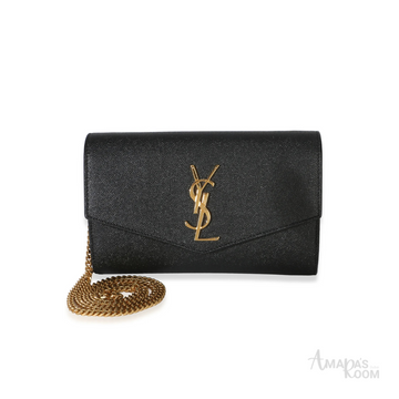 YSL Bag | Uptown Grain Chain Wallet Black
