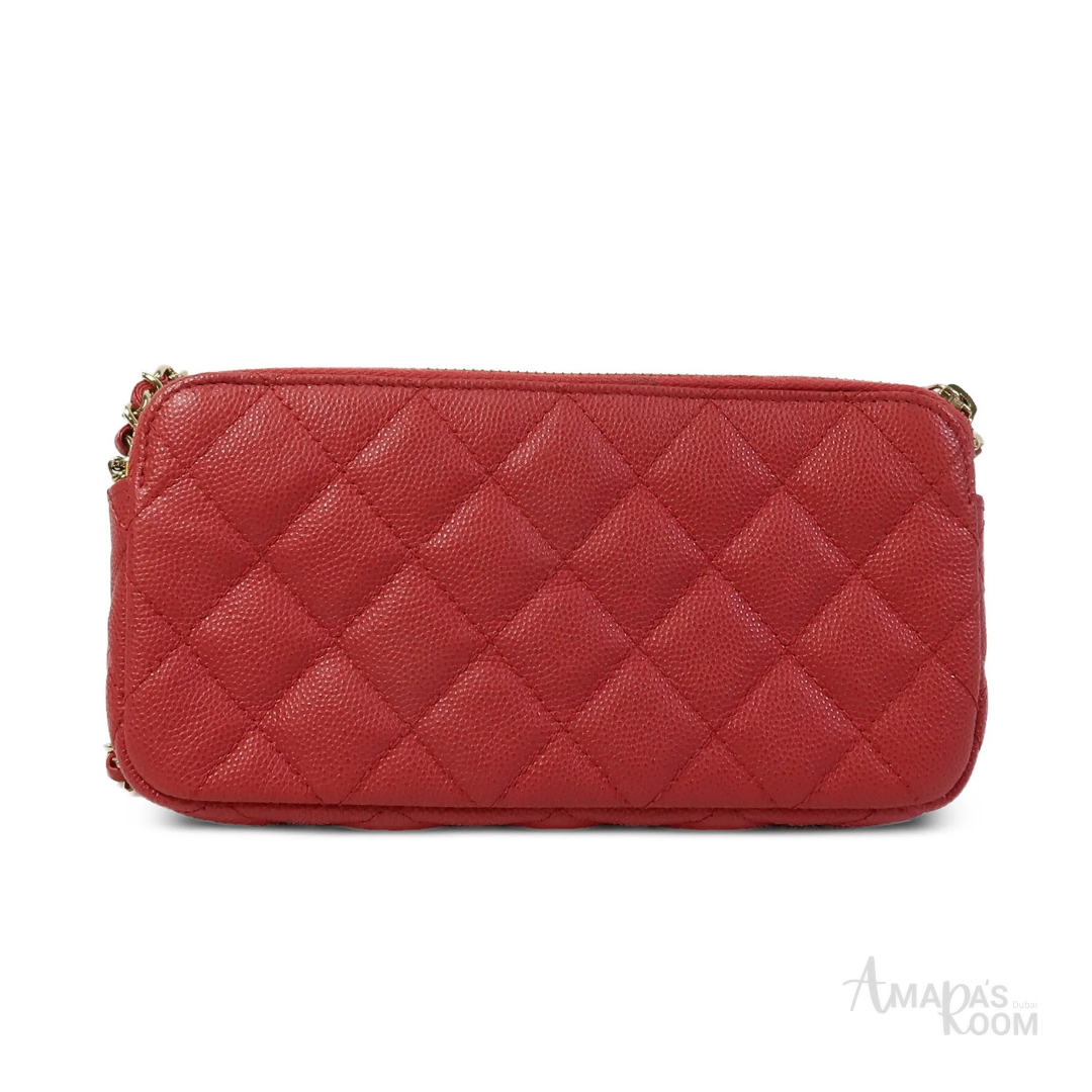 Chanel Double Zip Clutch – Red - View 3