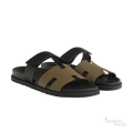 Hermès Chypre Sandals – Vert Toundra / Noir - View 1