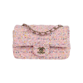 Chanel Mini Flap Bag Pink Tweed and Sequin Light Gold Hardware - View 1