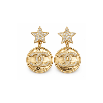 Chanel Jewelry | Crystal Star CC Medallion Drop Earrings