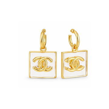 Chanel Jewelry | Crystal Bow Dangling CC Earnings Set