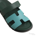 Hermès Chypre Sandals – Bleu Citadin / Vert Bouteille - View 2