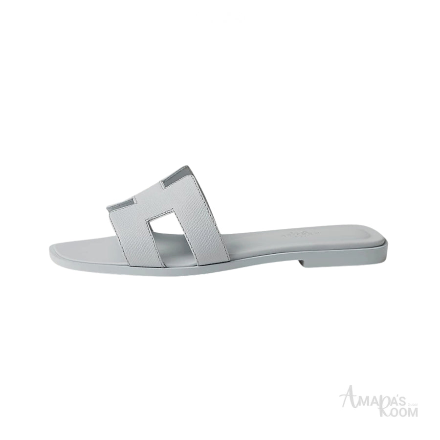 Oran Leather Slides – Ice White – Amara UAE