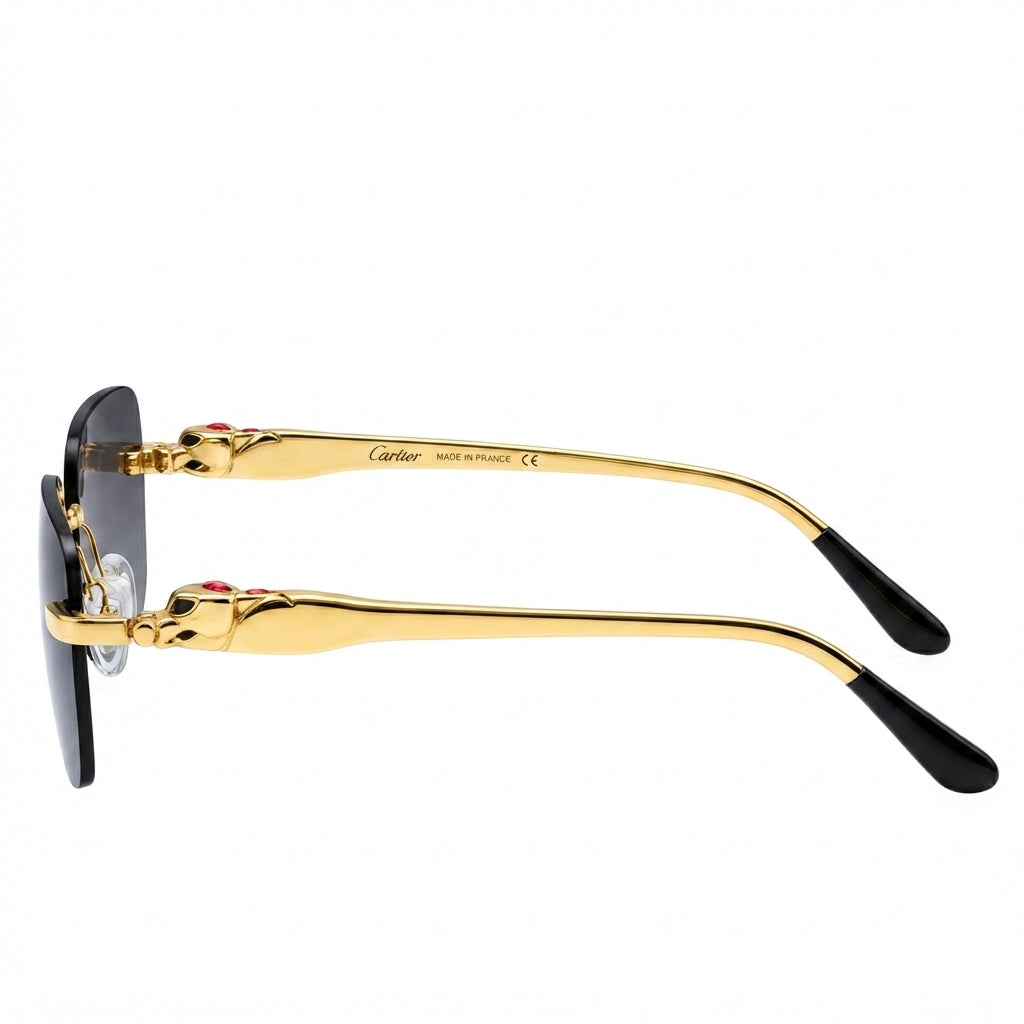 Cartier Sunglasses Rimless Rectangular Dark Lenses - View 2