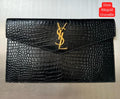 Saint Laurent Uptown Pouch – Crocodile-Embossed Black - View 5