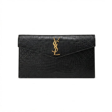 Saint Laurent Uptown Pouch – Crocodile-Embossed Black - View 1