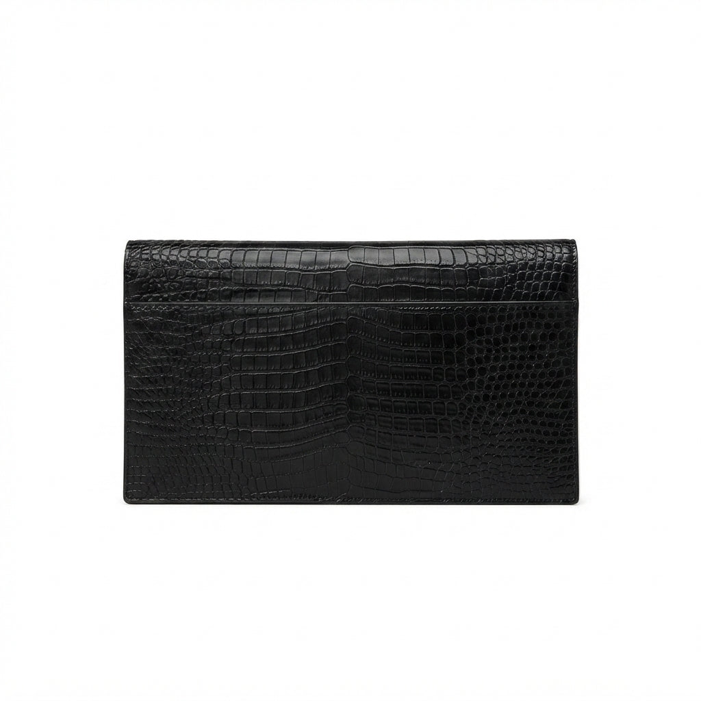 Saint Laurent Uptown Pouch – Crocodile-Embossed Black - View 2