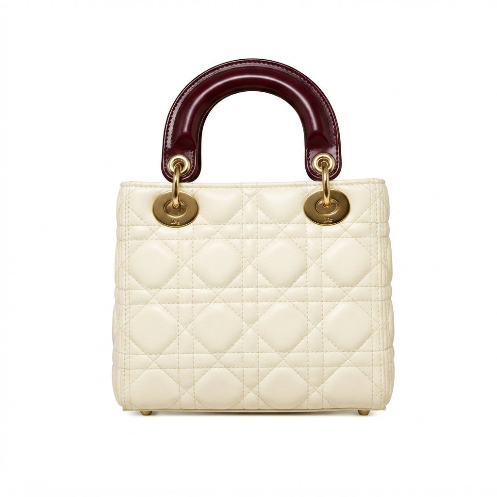 Dior Lady Dior-Style Mini Handbag – Ivory & Burgundy - View 4