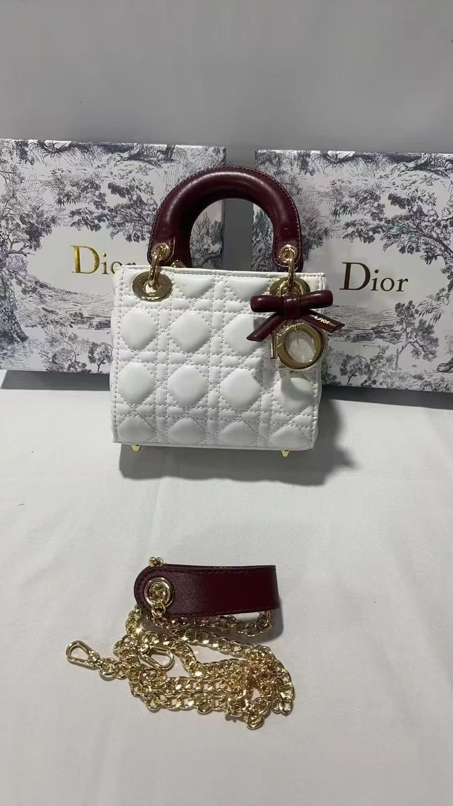 Dior Lady Dior-Style Mini Handbag – Ivory & White - View 3