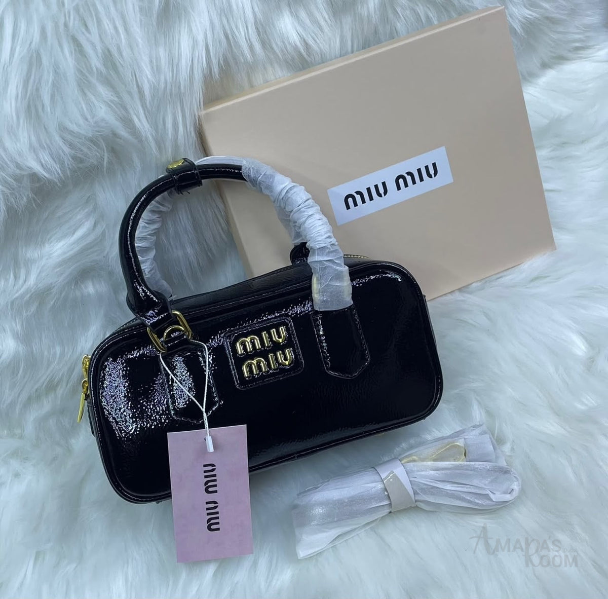 Miu Miu Mini Bowling Bag – Glossy Black - View 5