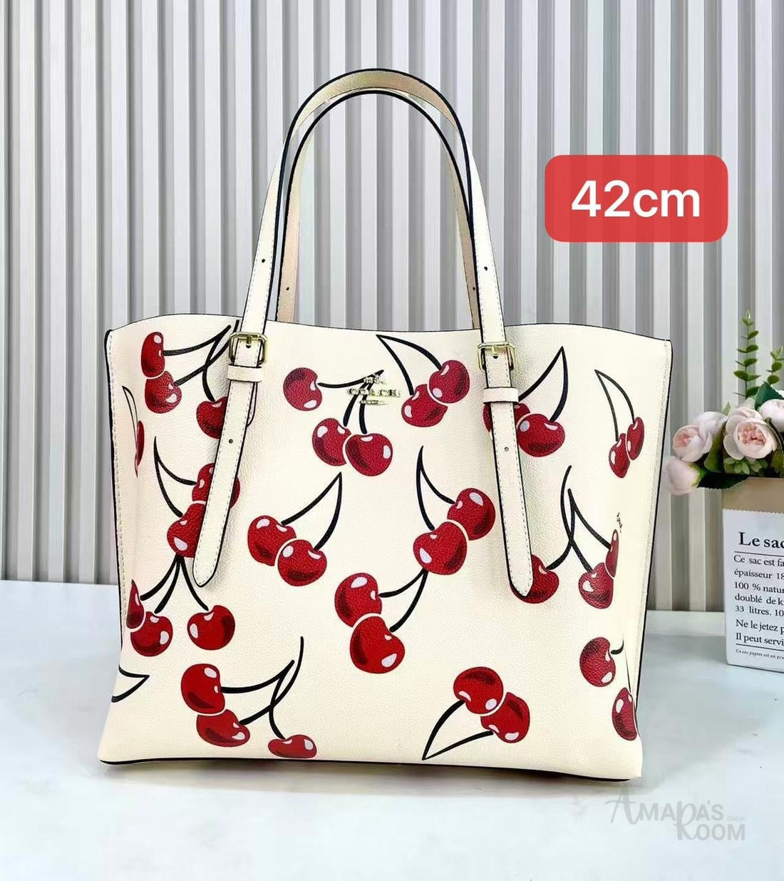 Coach Mollie Tote Bag 25 with Cherry Print – product view