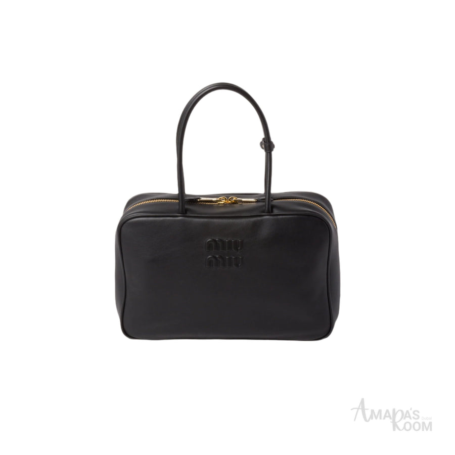 MiuMiu Leather Beau bag Black - Bagistaofficial