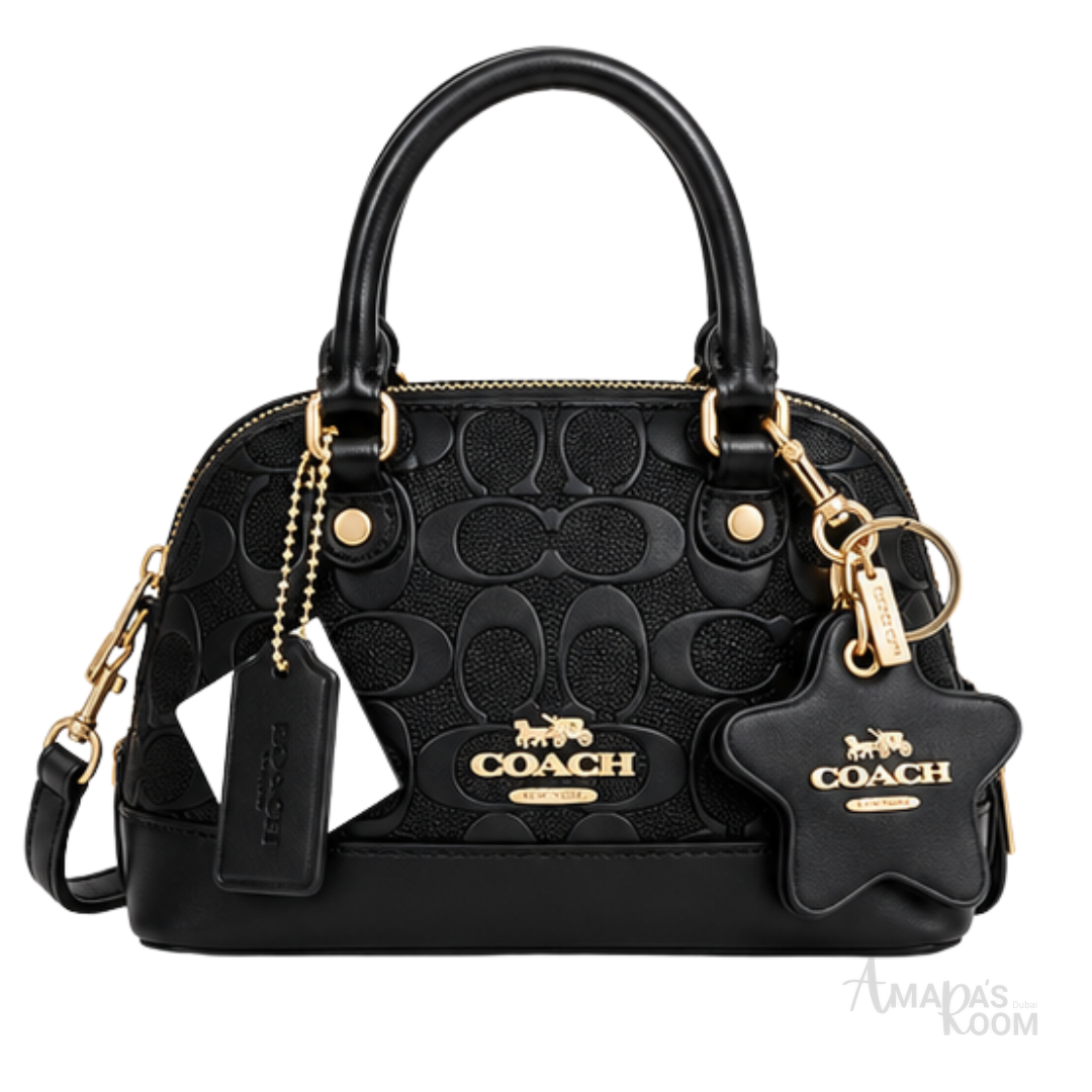 Coach Bag | Mini Sierra Satchel (Micro Dome Satchel) – Black (with gold-tone hardware)