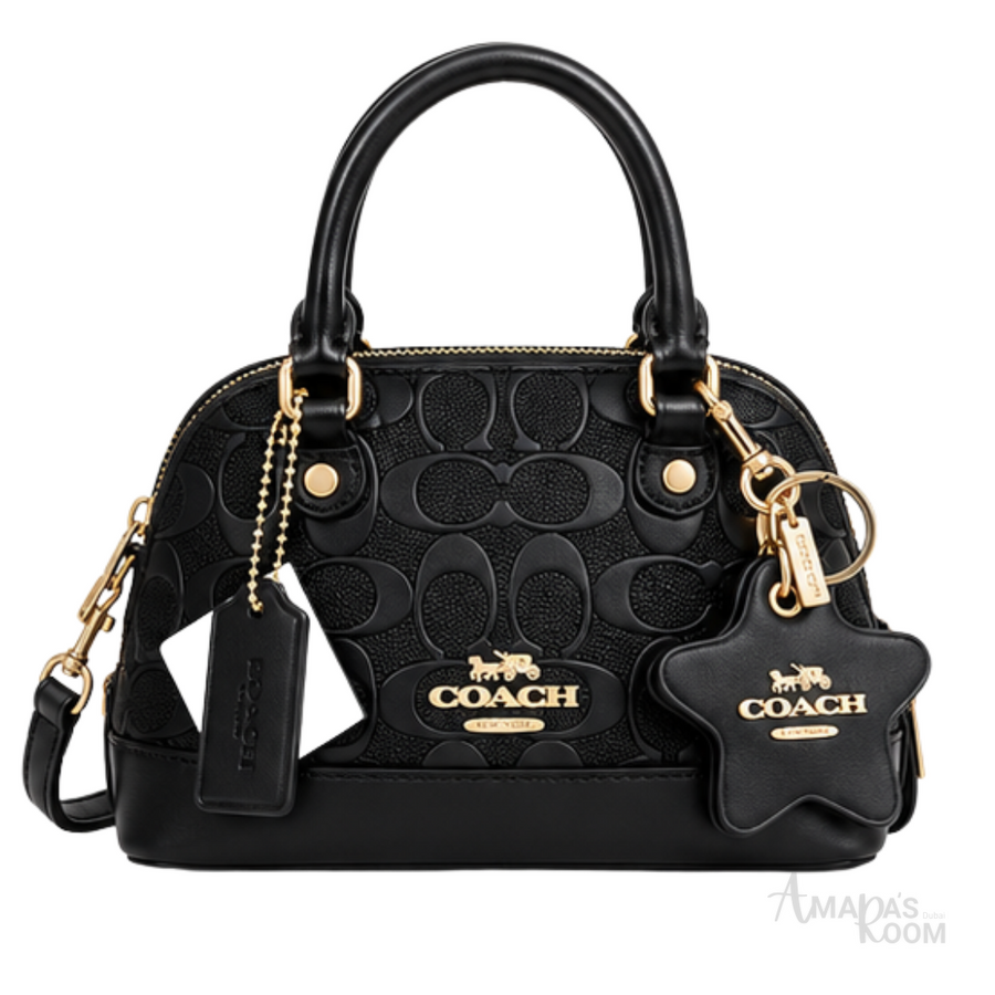 Coach Bag | Mini Sierra Satchel (Micro Dome Satchel) – Black (with gold-tone hardware)
