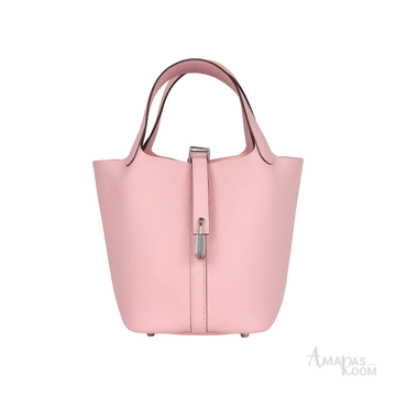 Hermès Picotin Lock 18 Bucket Bag – Rose Sakura Clemence Palladium Hardware - View 1