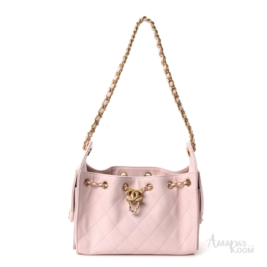 Chanel 25 Mini Quilted Caviar Handbag – Light Pink - View 1