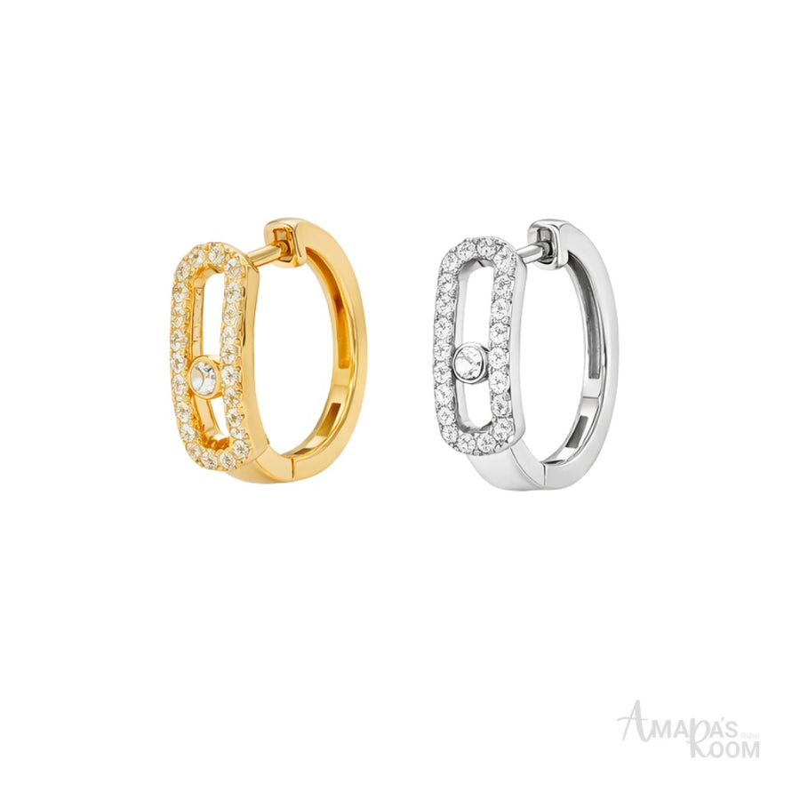 Messika Jewelry | Romane Double Hoop Earrings Mixed Gold Diamonds
